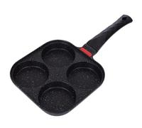Breakfast Pancake Pan, Small Aluminum Egg Cooker, 4-Cup Frying, 7.48x0.98x14.57 inches, Ergonomic Handle Design, Nonstick Heat Insulated Skillet, Stove and Induction