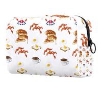Breakfast Paradise Trousse à cosmétiques pour femme, trousse de toilette de voyage, grande pochette de maquillage pratique avec fermeture éclair, multicolore, 18.5x7.5x13cm/7.3x3x5.1in, Trousse de