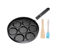 Breakfast Skillet - Cast Iron Pan, 7 Cup Pancake Maker For Gas Stoves | 30.8x30.8cm Iron | Includes Spatula And Oil Brush | Nonstick 7 Cup Mold For Mini Pancakes Muffins Fried Eggs Patties