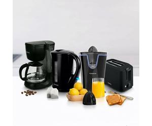 Breakfast Starter Pack : Presse-agrumes Taurus + grille-pain 2 tranches KitchenCook, cafetière filtre 1,25 L et bouilloire électrique 1,7 L