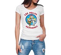 Breaking Bad Los Pollos Hermanos Restaurant Albuquerque Blanche Chemise à col en V pour Femmes Size L
