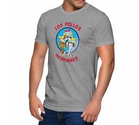 Breaking Bad Los Pollos Hermanos T-Shirt à col en V pour Homme inspiré du Restaurant, Gris, XL