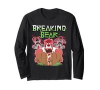 Breaking Bear Angry Attack Collage with Logo Funny Cartoon Manche Longue