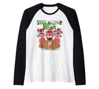 Breaking Bear Angry Attack Collage with Logo Funny Cartoon Manche Raglan