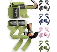 Breaking Limits Sangles de Levage & Supports de Poignet - Sangles Poignet pour Haltérophilie, Musculation, Bodybuilding, Crossfit, Powerlifting - Accessoires Fitness Homme & Femme - Vert Militaire