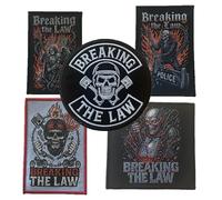 Breaking the Law Écusson thermocollant Heavy Metal Rocker, thermocollant, pour motard, moto, chopper, Outlaws (BTL Set (All 5))