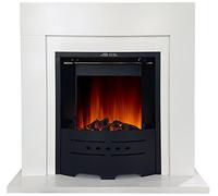 BREAKLING Cheminee Electrique Blanche à Poser au Sol Effet Flammes LEDs - Chauffage 1500W - Télécommande