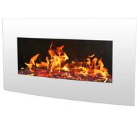 BREAKLING Cheminée Électrique Murale Effet Flammes LEDs chauffante Blanche 2000W 90 x 55 cm - Télécommande - Chauffage 2000W