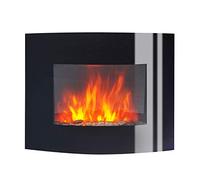 BREAKLING Cheminée Électrique Murale Effet Flammes LEDs chauffante Noire 2000W 66 x 52 cm - Télécommande - Chauffage 2000W