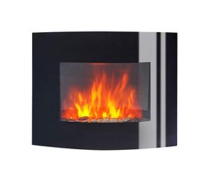 BREAKLING Cheminée Électrique Murale Effet Flammes LEDs chauffante Noire 2000W 66 x 52 cm - Télécommande - Chauffage 2000W