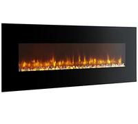 BREAKLING Cheminée Électrique Murale Effet Flammes LEDs Taille XXL 122x16x52cm - Noire - Chauffage 2000W