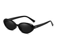 Breaksun Lunettes de soleil ovales rétro pour homme et femme - Petites lunettes de soleil ovales tendance des années 90 - Nuances, A1 noir/gris, MM
