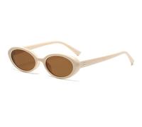 Breaksun Lunettes de soleil ovales rétro pour homme et femme - Petites lunettes de soleil ovales tendance des années 90 - Nuances, Beige/marron., MM