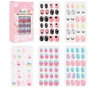 Breale Lot de 120 faux ongles artificiels pré-collés à coller sur les ongles pour filles - Outils de manucure pour enfants