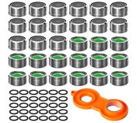 BREANIFULL Lot de 30 mousseurs M24 pour robinets avec filtre ABS et acier inoxydable avec clé de buse mélangeuse pour robinet, passoire d'eau