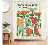 BREASOME Rideau de Douche Anti Moisissure 180 x 180 cm Rideau Douche Bohémien Abstrait Fleurs Tissu Polyester Imperméable Lavable Rideau Baignoire avec 12 Crochets