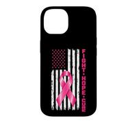 Breast Cancer Awareness Fight Hope Cure US Flag Pink Ribbon Coque pour iPhone 14