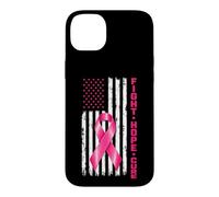 Breast Cancer Awareness Fight Hope Cure US Flag Pink Ribbon Coque pour iPhone 14 Plus