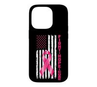 Breast Cancer Awareness Fight Hope Cure US Flag Pink Ribbon Coque pour iPhone 14 Pro