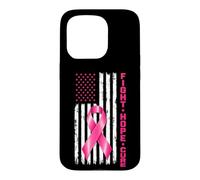 Breast Cancer Awareness Fight Hope Cure US Flag Pink Ribbon Coque pour iPhone 15 Pro