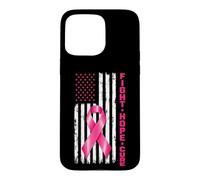 Breast Cancer Awareness Fight Hope Cure US Flag Pink Ribbon Coque pour iPhone 15 Pro Max