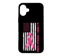 Breast Cancer Awareness Fight Hope Cure US Flag Pink Ribbon Coque pour iPhone 16 Plus