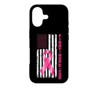 Breast Cancer Awareness Fight Hope Cure US Flag Pink Ribbon Coque pour iPhone 17
