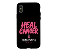 Breast Cancer Awareness Month He Can Heal Christian God Coque pour iPhone X/XS