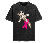 Breast Cancer Awareness Unisex T-Shirt Printed Tee Graphic Top Men Black Shirt 3XL