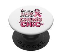 Breast Cancer Fighter Ruban Rose Chimio Chic Papillon PopSockets PopGrip Adhésif