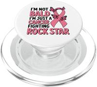Breast Cancer Fighter Ruban Rose Rockstar tête Chauve PopSockets PopGrip pour MagSafe