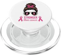 Breast Cancer Fighter Ruban Rose Survivor Messy Chignon Maman PopSockets PopGrip pour MagSafe