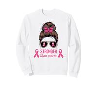 Breast Cancer Fighter Ruban Rose Survivor Messy Chignon Maman Sweatshirt