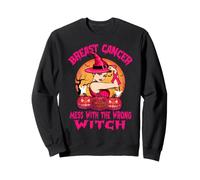Breast Cancer Mess with The Wrong Witch Halloween Ribbon Sweatshirt