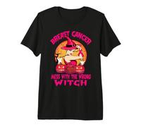 Breast Cancer Mess with The Wrong Witch Halloween Ribbon T-Shirt Haut de Gamme