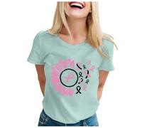 Breast Cancer October T-Shirt, Ribbon Breast Cancer Awareness October T-Shirt, 2025 Prévention du Cancer du Sein Manche Courte Tee Shirt (1-A-Mint Green, XXXXXL)