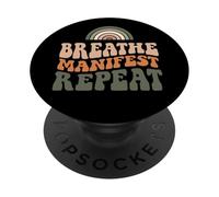 Breath Manifest Repeat Yoga Manifesting Affirmation PopSockets PopGrip Adhésif
