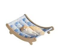 Breathable Cat Hammock, Wooden Pet Beds, 20.8x5.6x3.2 Inch Cooling Sleep Mat with Elevated Support, Washable Fabric Hammock Bed, Pet Resting Frame with Natural Design, Home Comfort Bed for Cats Dogs