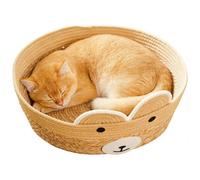 Breathable Cat House, Weaving Scratch Resistant Shelter, 15x15 inches Pet Bed with Airflow Panels, Rattan Fiber Den, Kitten with Woven Style, Indoor Nook for Garden Yard
