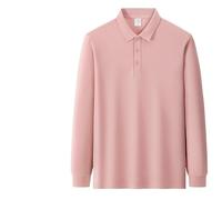 Breathable Lapel Polo Shirts for Men Long Sleeve Classic Button Work Top(Pink,M)