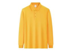 Breathable Lapel Polo Shirts for Men Long Sleeve Classic Button Work Top(Yellow,M)