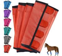 Breathable Mesh Horse Flyproof Leggings, Comfortable Fly Boots for Horses Set of 4, Stay-on Comfortable Tear-Resistant Leg Guard with Lightweight Mesh for Adjustable and Universal (Red)