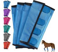 Breathable Mesh Horse Flyproof Leggings, Comfortable Fly Boots for Horses Set of 4, Stay-on Comfortable Tear-Resistant Leg Guard with Lightweight Mesh for Adjustable and Universal (Blue)