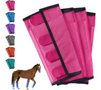 Breathable Mesh Horse Flyproof Leggings, Horse Fly Boots, Fly Boots for Horses Set of 4, Stay-on Comfortable Tear-Resistant Leg Guards for Adjustable and Universal (Pink)