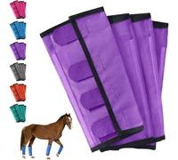 Breathable Mesh Horse Flyproof Leggings, Horse Fly Boots, Fly Boots for Horses Set of 4, Stay-on Comfortable Tear-Resistant Leg Guards for Adjustable and Universal (Purple)