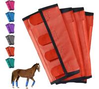 Breathable Mesh Horse Flyproof Leggings, Horse Fly Boots, Fly Boots for Horses Set of 4, Stay-on Comfortable Tear-Resistant Leg Guards for Adjustable and Universal (Orange)
