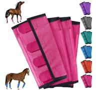 Breathable Mesh Horse Flyproof Leggings, Mesh Horse Fly Boots, Loose Fitting Non Slip Leggings for Horses, Stay-on Comfortable Tear-Resistant Leg Guards, for Adjustable and Universal (Rose Red)