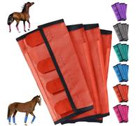 Breathable Mesh Horse Flyproof Leggings, Mesh Horse Fly Boots, Loose Fitting Non Slip Leggings for Horses, Stay-on Comfortable Tear-Resistant Leg Guards, for Adjustable and Universal (Red)