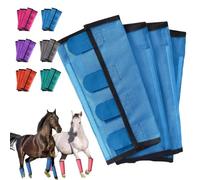 Breathable Mesh Horse Flyproof Leggings, Shoofly Leggings for Horses for Preventing Flies and Mosquitoes Bites, Mesh Horse Fly Boots Set of 4 for Hoof Damage & Leg Fatigue (Blue)