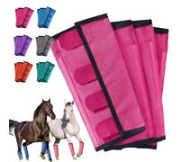 Breathable Mesh Horse Flyproof Leggings, Shoofly Leggings for Horses for Preventing Flies and Mosquitoes Bites, Mesh Horse Fly Boots Set of 4 for Hoof Damage & Leg Fatigue (Pink)